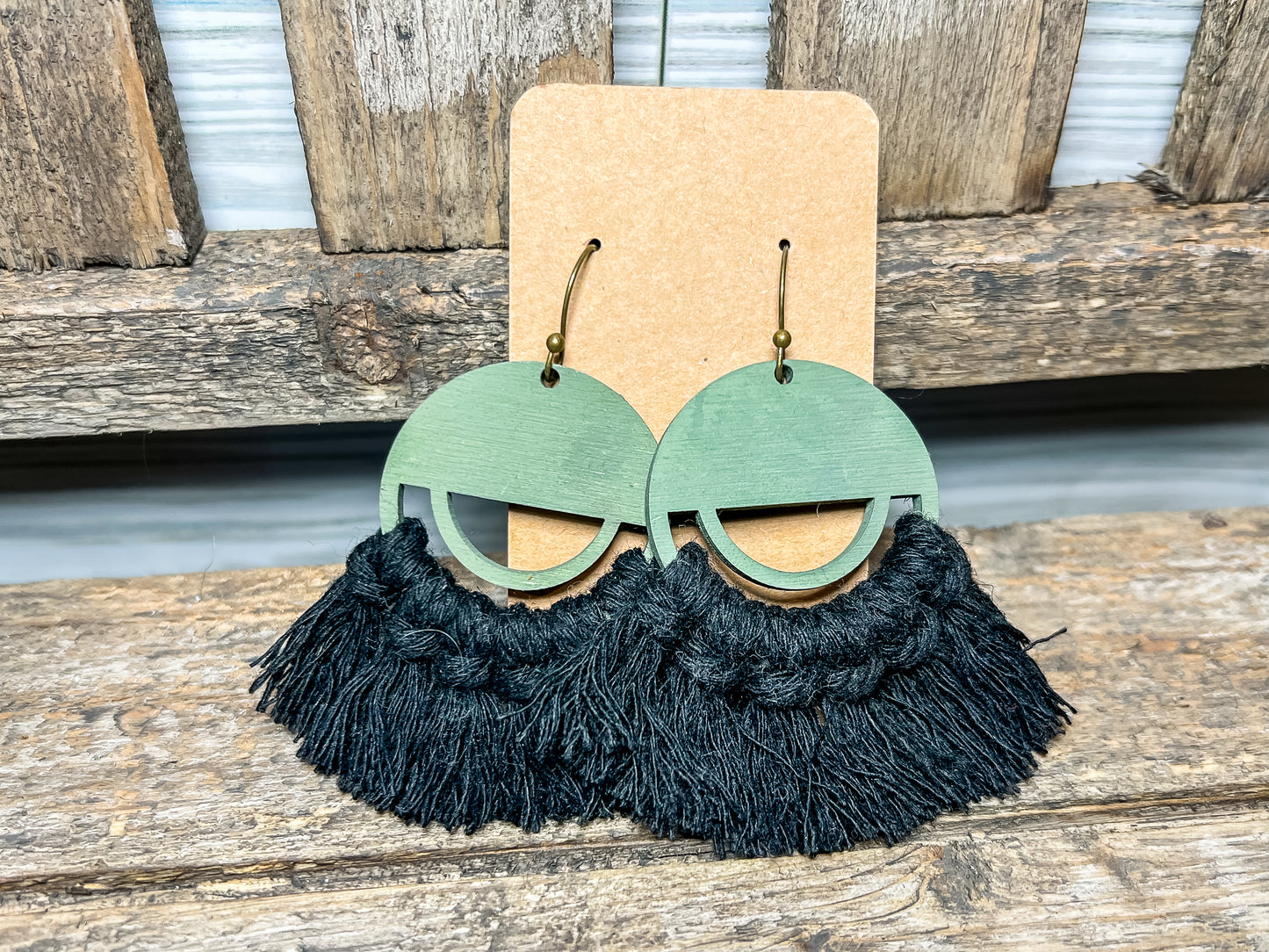 Camo Green Macrame Dangles
