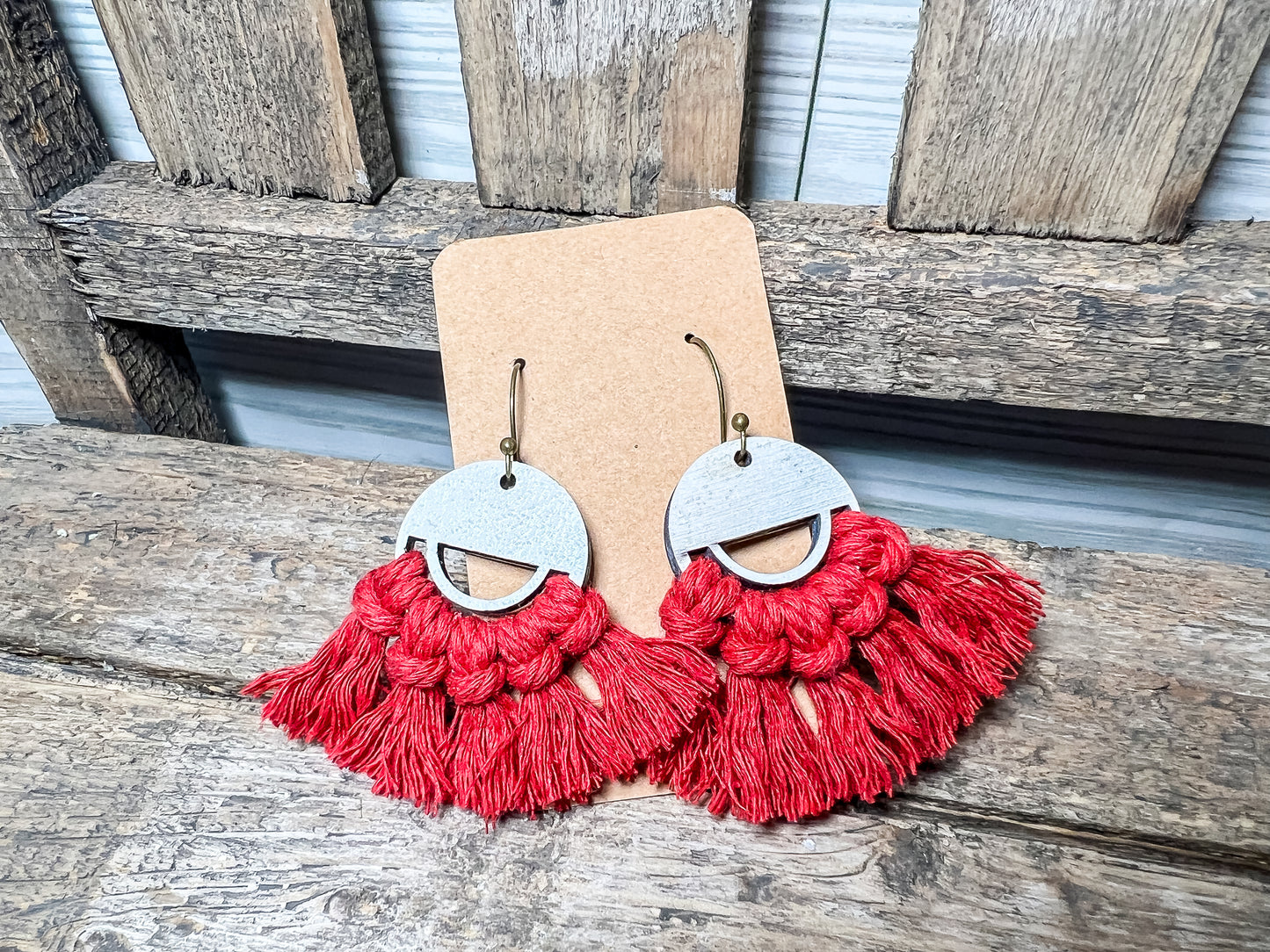 Camo Green Macrame Dangles