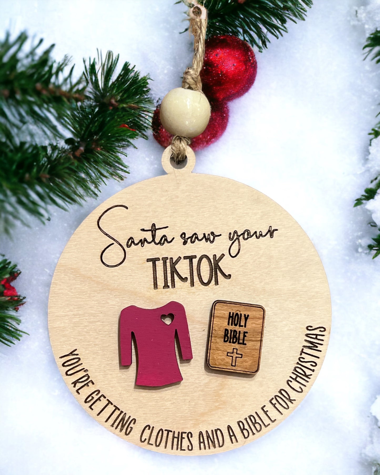 Santa Saw Your TikTok Ornament
