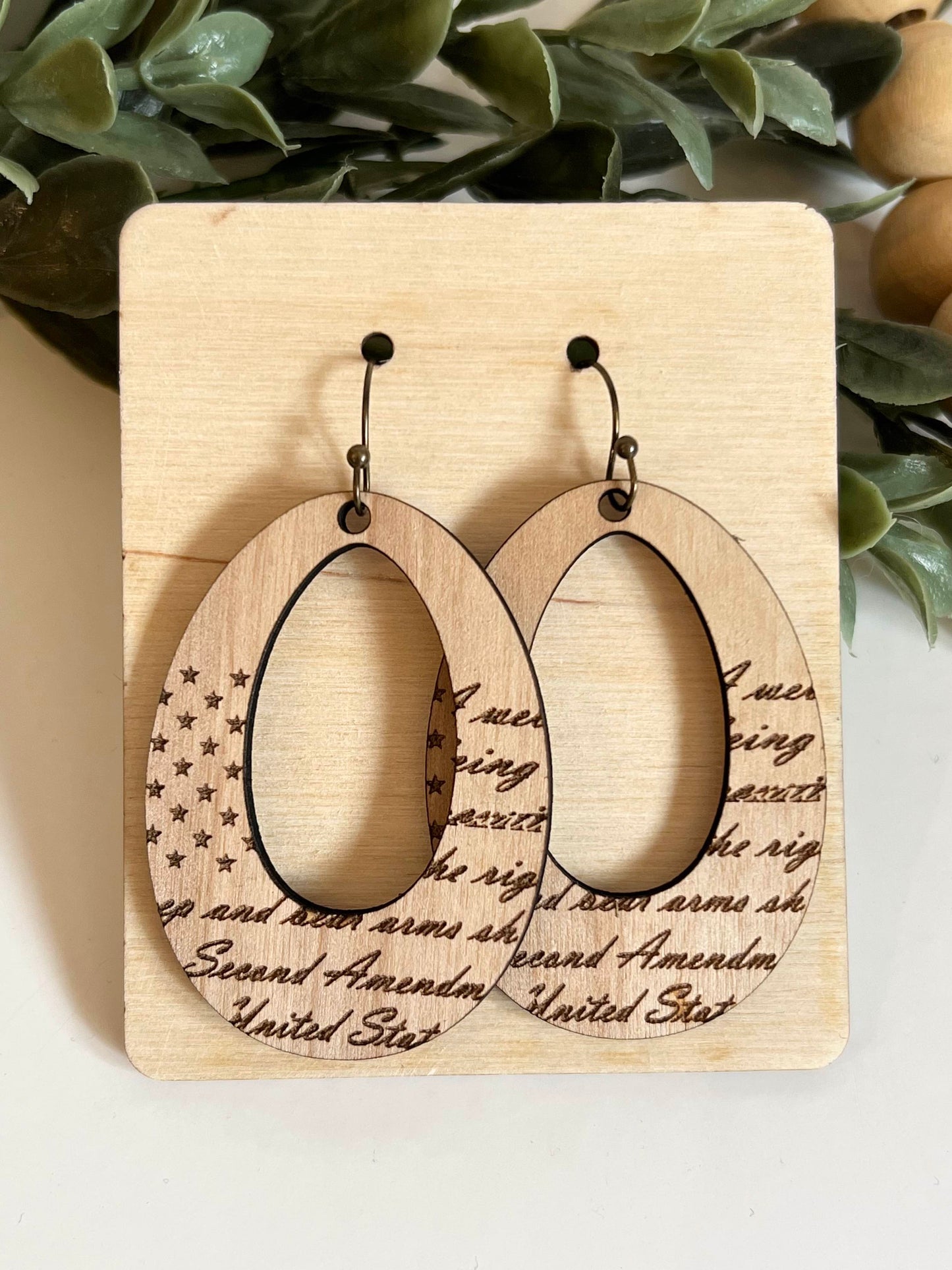 Second amendment earrings tear drop