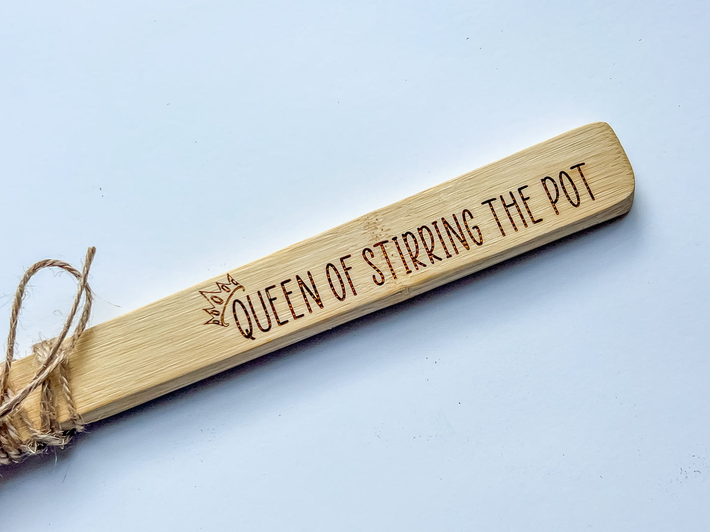 Queen of Stirring the Pot engraved Bamboo Wooden Spoon