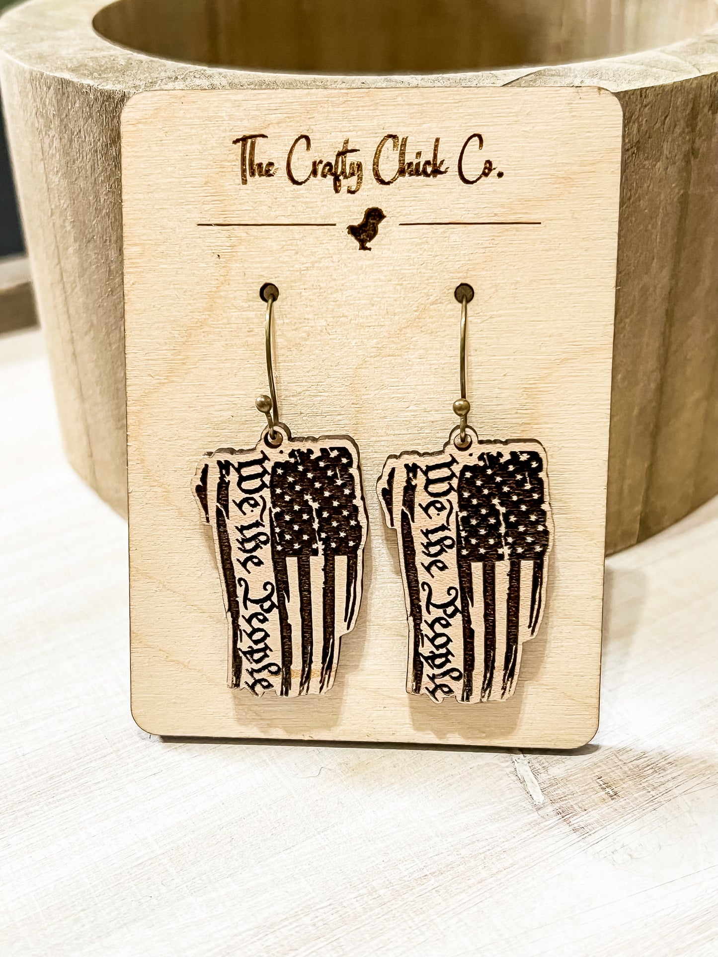American Flag We The People Dangle Earrings