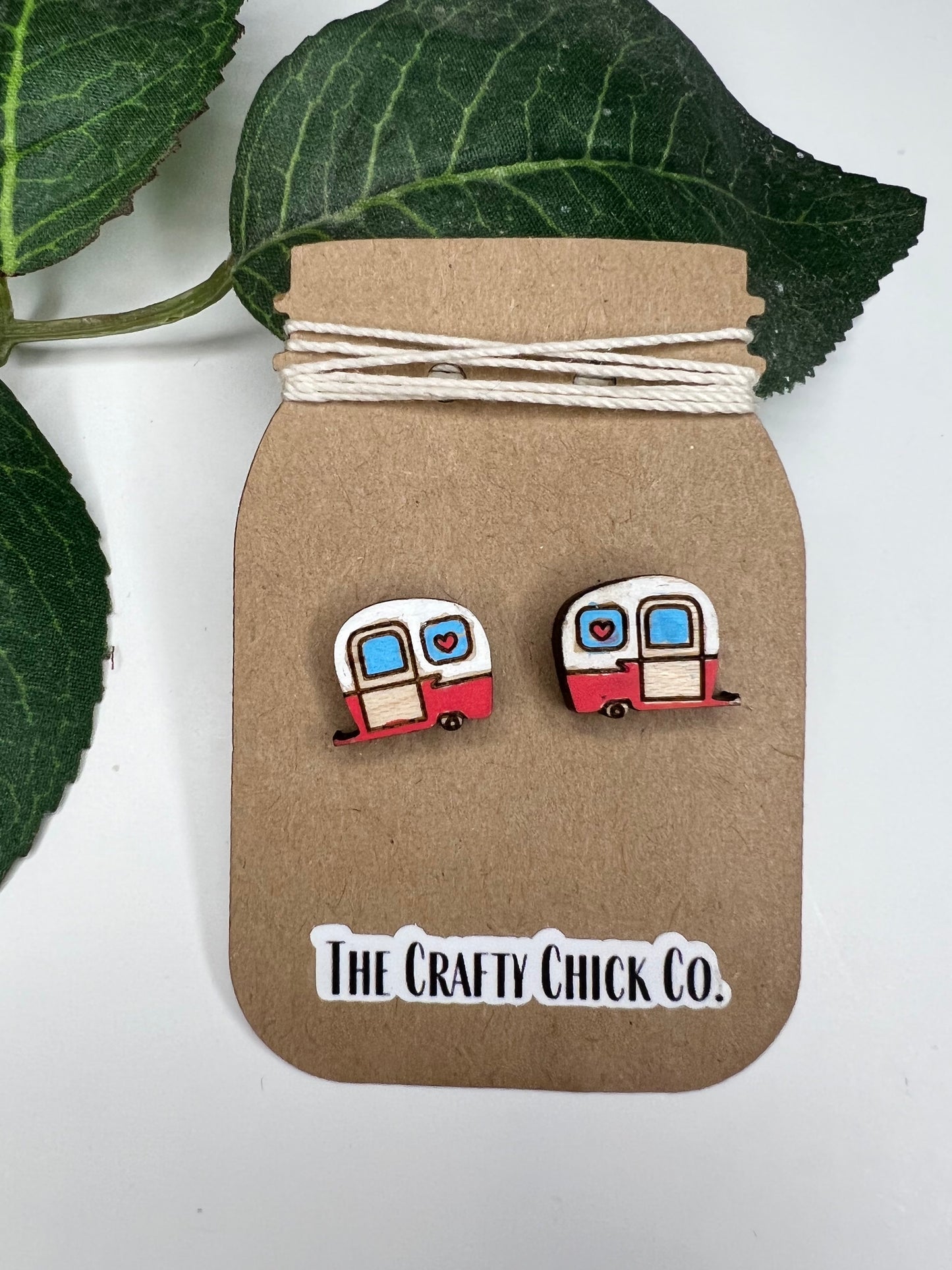 Camper Wooden Handmade Earring Studs