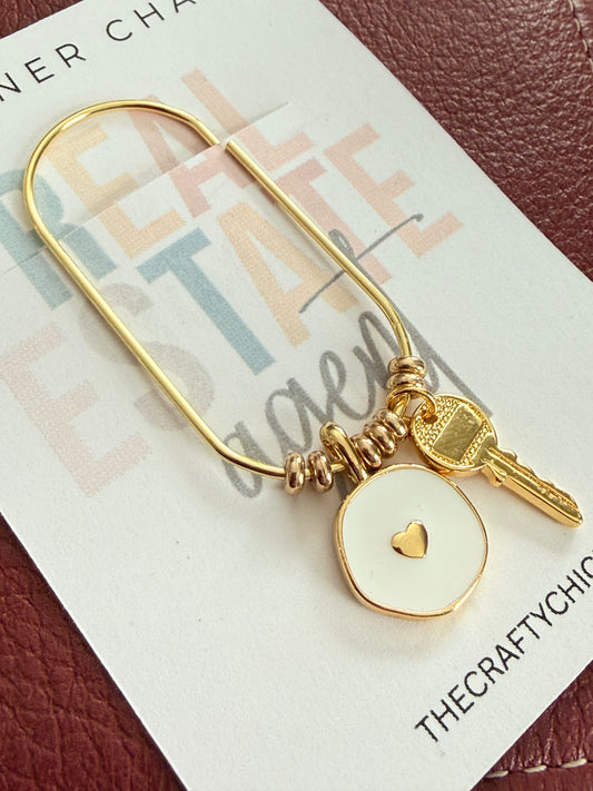 Real Estate Agent Gift | Jumbo Paper Clip Bookmark with Key Charm
