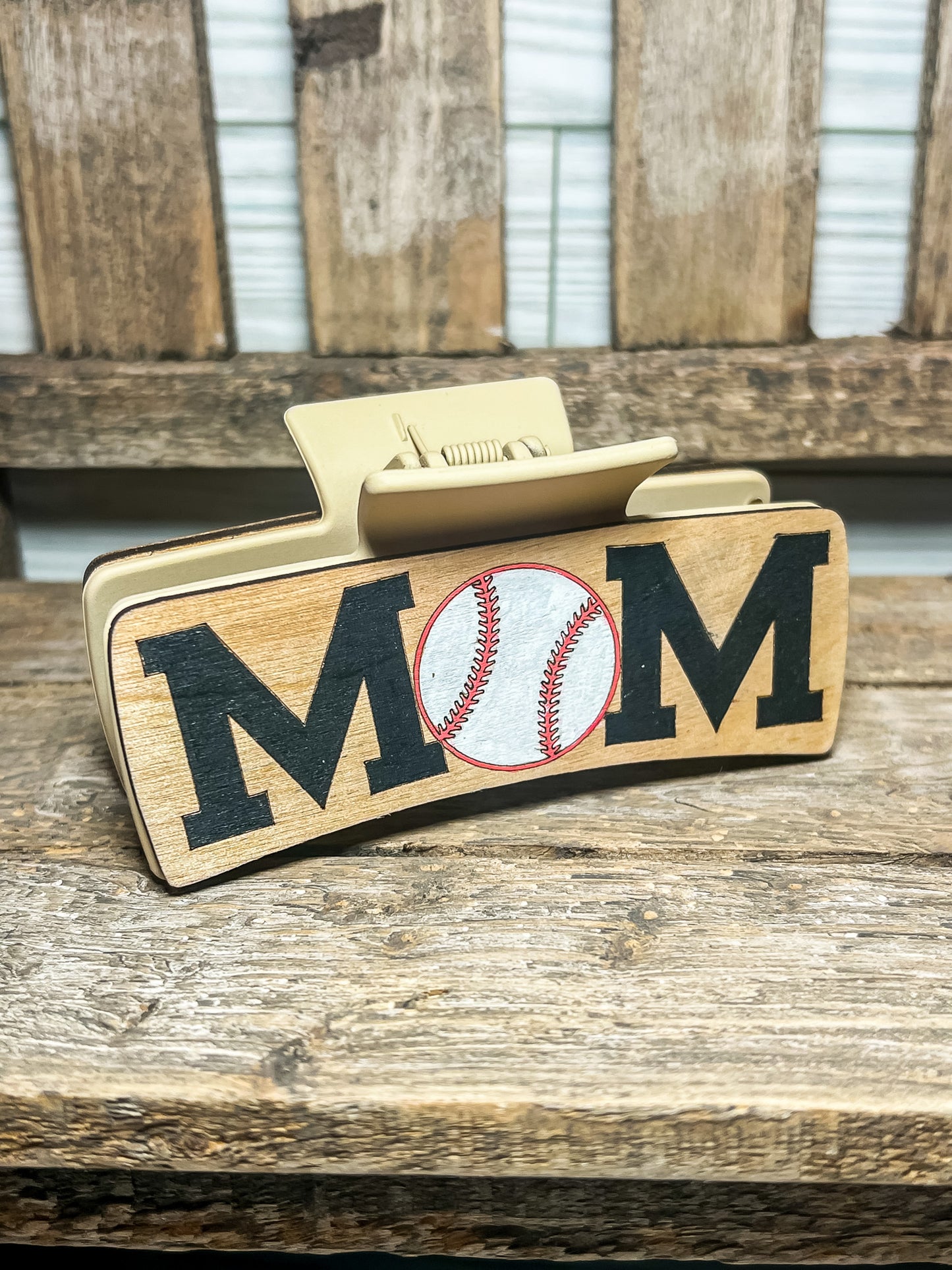 Baseball Mom Hair Clip - Black