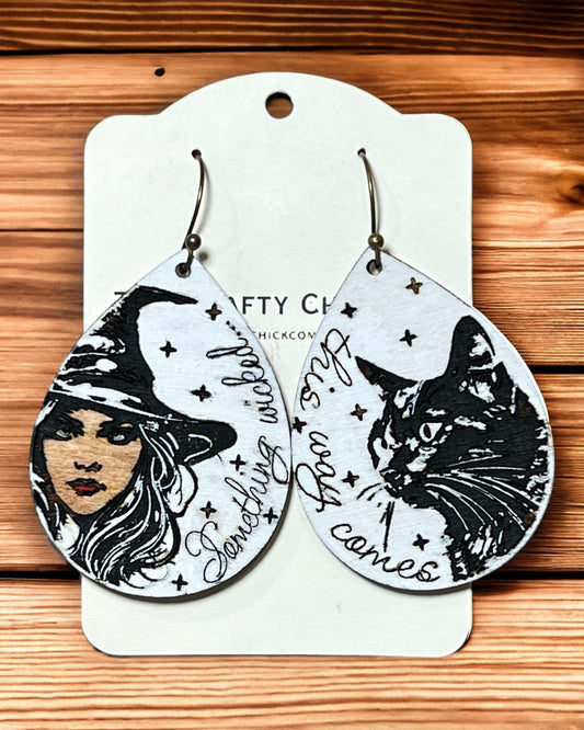 Witch and Cat Halloween Earrings