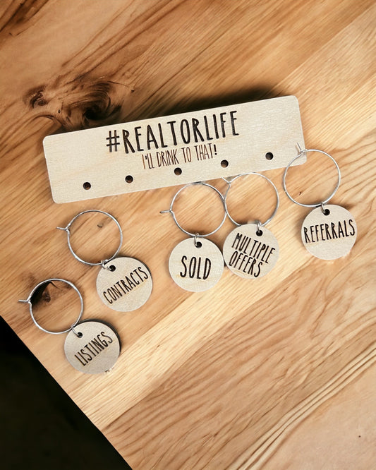 Real Estate Themed Wine Charms