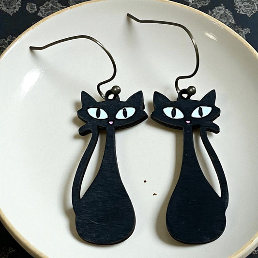 Tall Black Cat Dangles