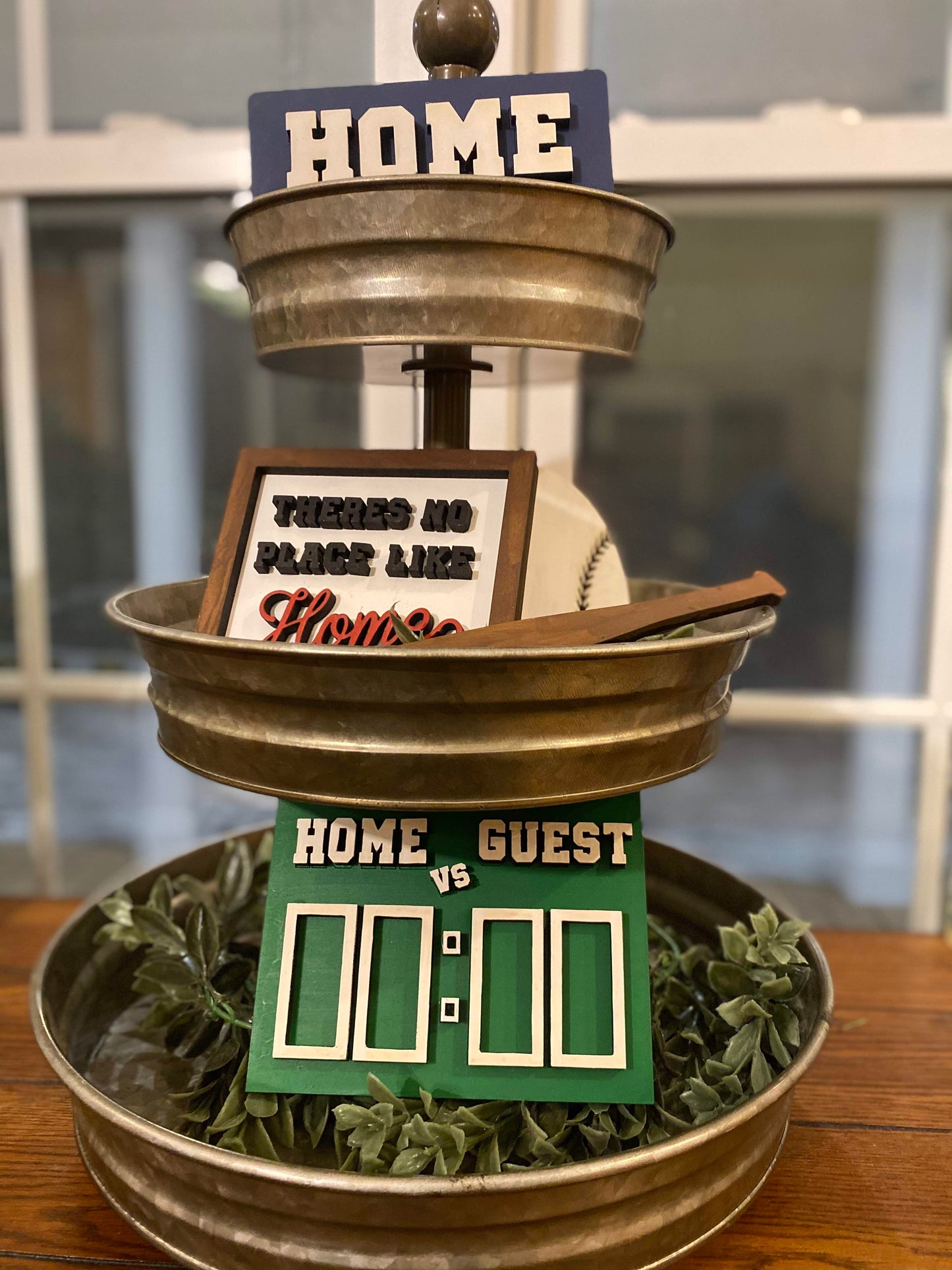 Baseball Themed Tiered Tray Decor