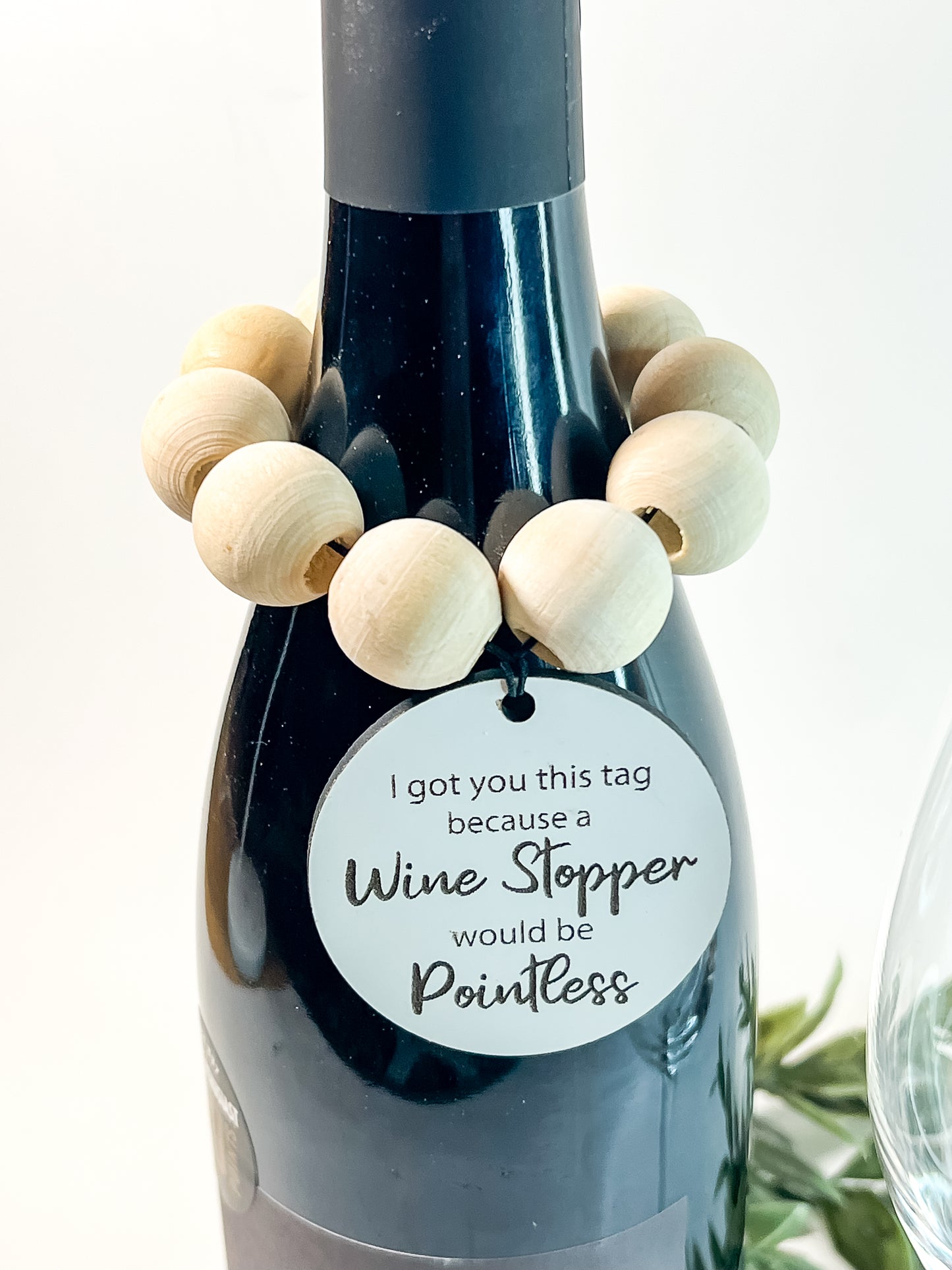 Funny Wine Bottle Tag with four Wine Charms Large Bead