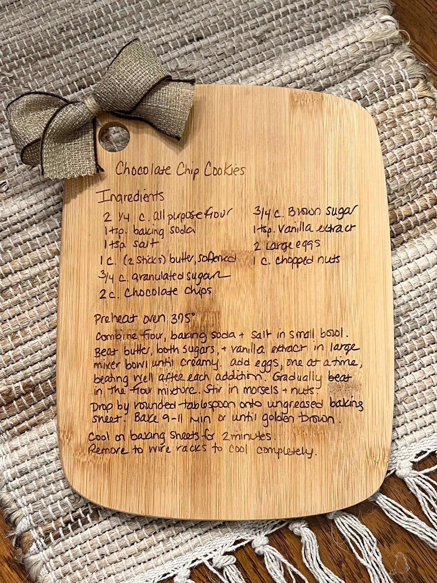 Personalized Recipe Cutting Board - Recipe Engraved - Handwritten Gifts - Gift for Mom - Mothers Day Gift - Grandma's Recipe - Recipe Board