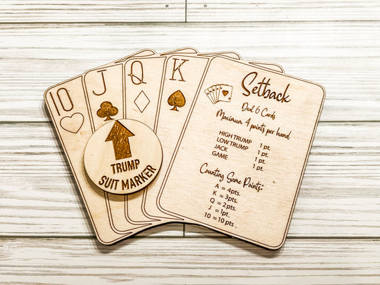 Setback Card Game Rules and Trump Suit Marker all in one!