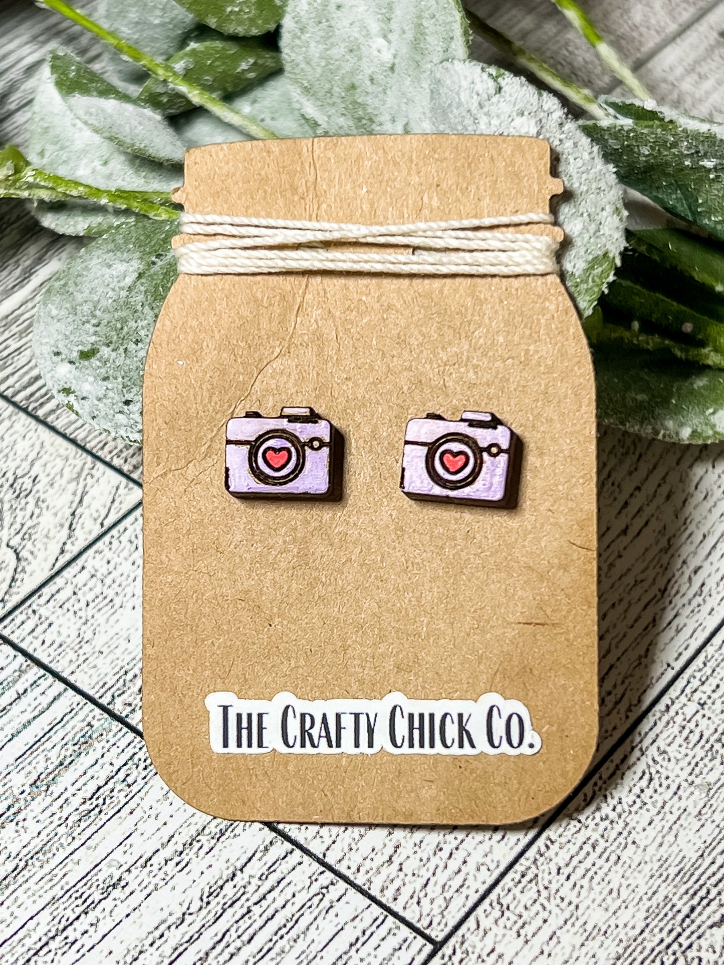 Camera with a heart Valentine's Day Earrings