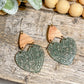 BOHO cherry wood and hand painted acrylic heart dangles