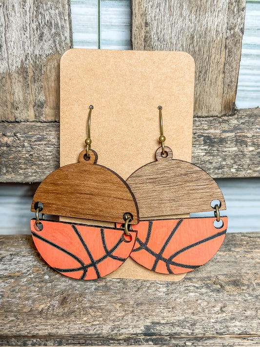 Basketball Split Circle Earrings