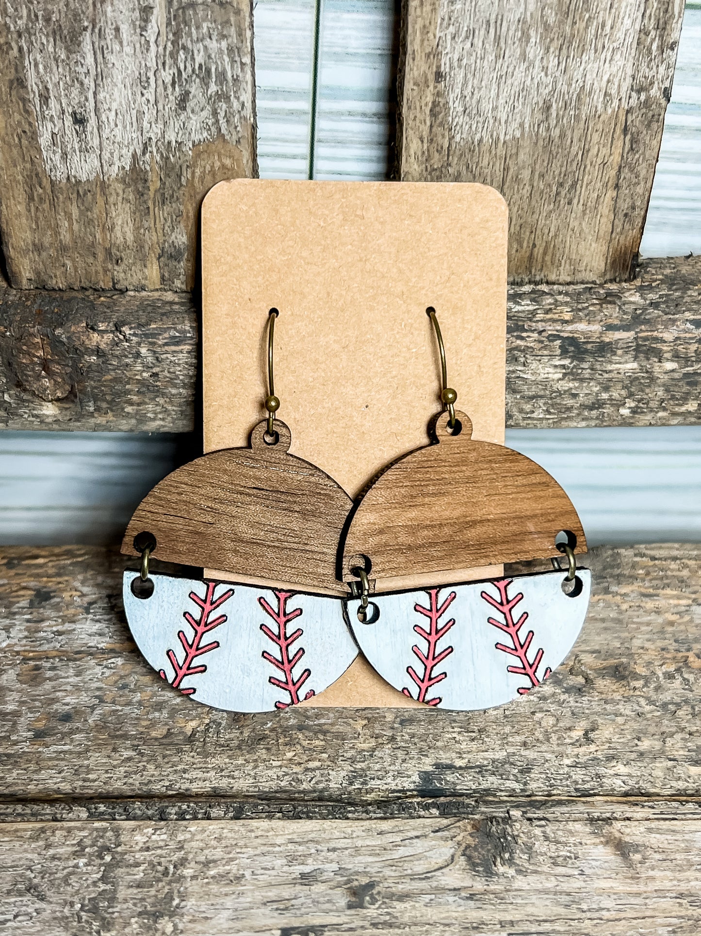 Baseball Split Circle Earrings