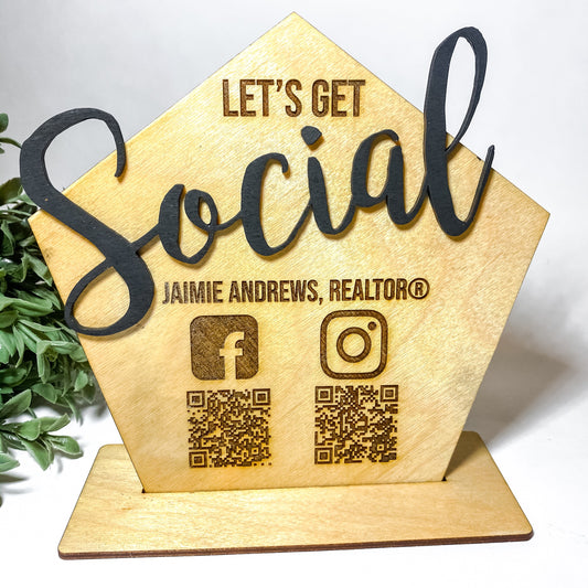 Let's Get Social Desk or Shelf Sign