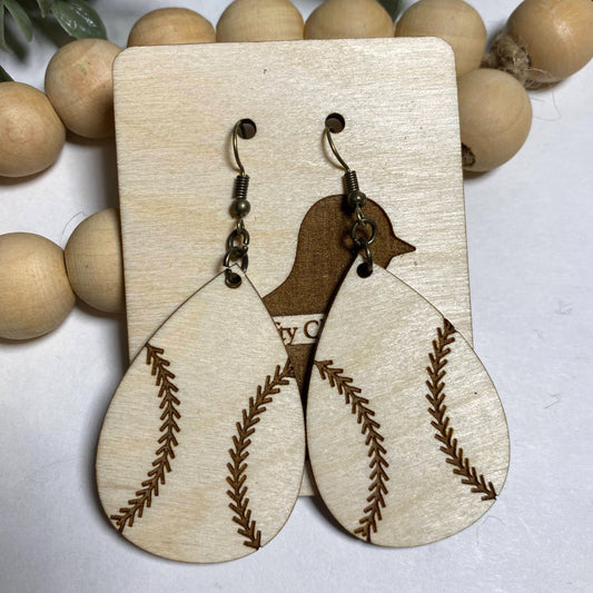 Baseball Tear Drop Earrings